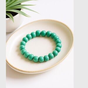 Wood Bead Bracelet bead bracelet chunky bracelet stackable teal green
